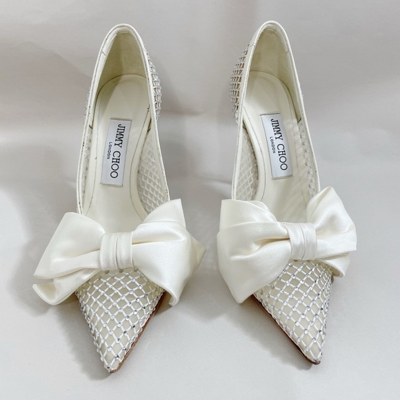 New Jimmy Choo Love 100 Crystal Satin Bow Pump - Picture 7 of 11
